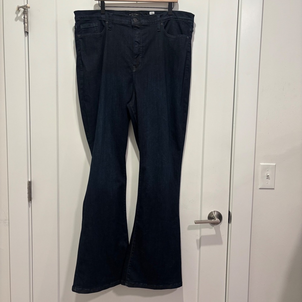 Banana Republic Premium Denim High-Rise Flare Jeans Dark Indigo Blue 35/33
